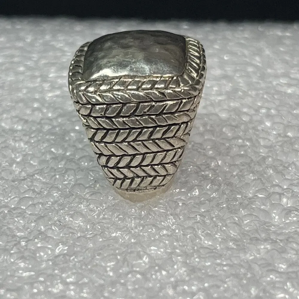 vintage silpada sterling silver 925 Square Dome No Stone Ring Wheat Size 6 - 6,5